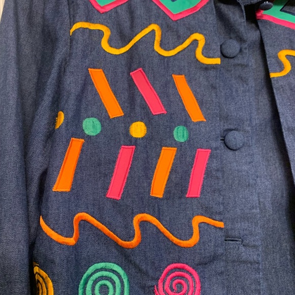 Vintage Bouillabaisse 2 in 1 Multi Color Size 12 Denim Dress. 2908-V - Picture 4 of 10